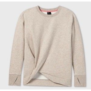 All In Motion Girls' Brown Twist-Front Fleece New Crewneck Sweatshirt Top S 6